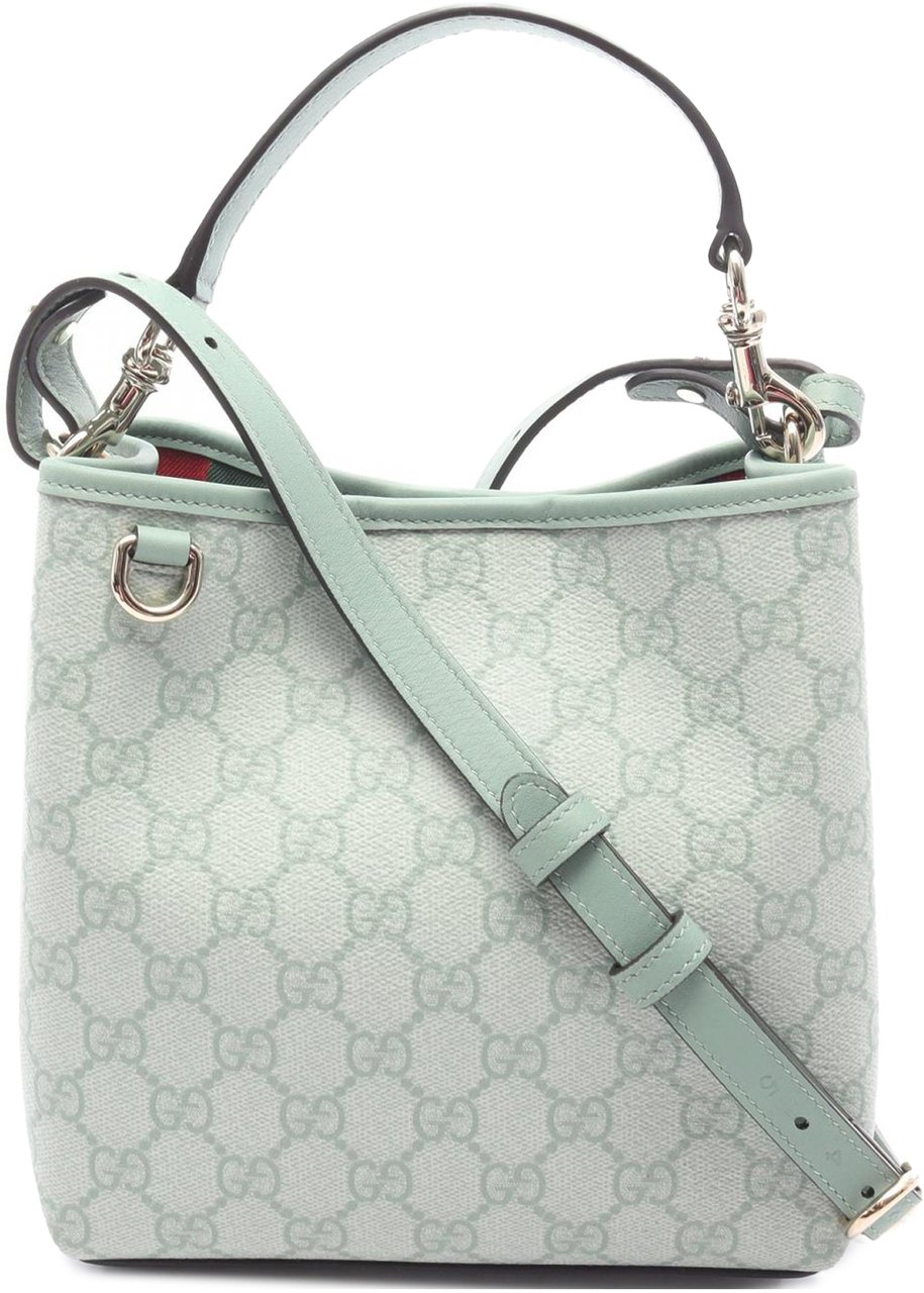 Gucci Small GG Supreme Emblem Bucket Bag Groen