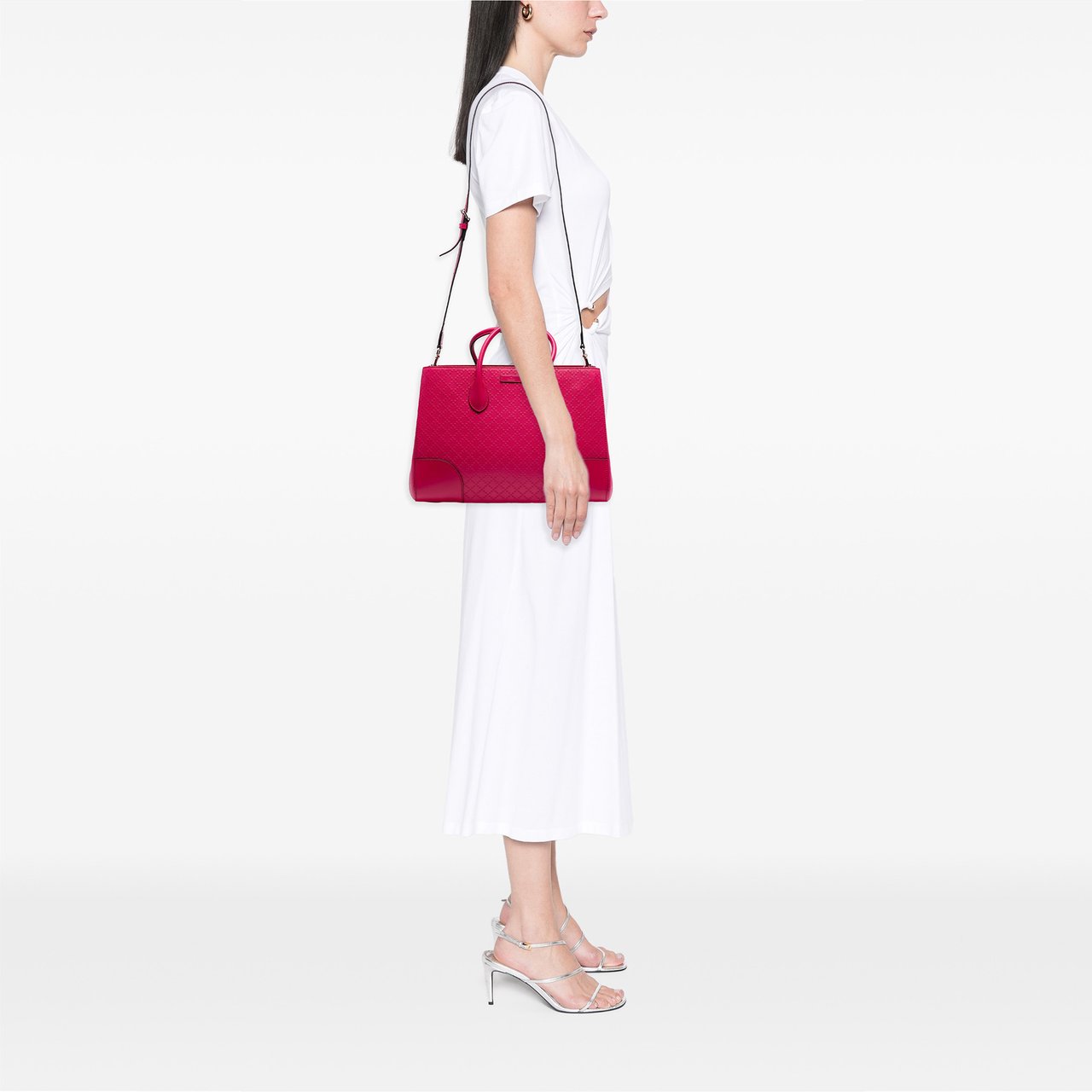 Gucci Medium Diamante Leather Hilary Lux Tote Roze