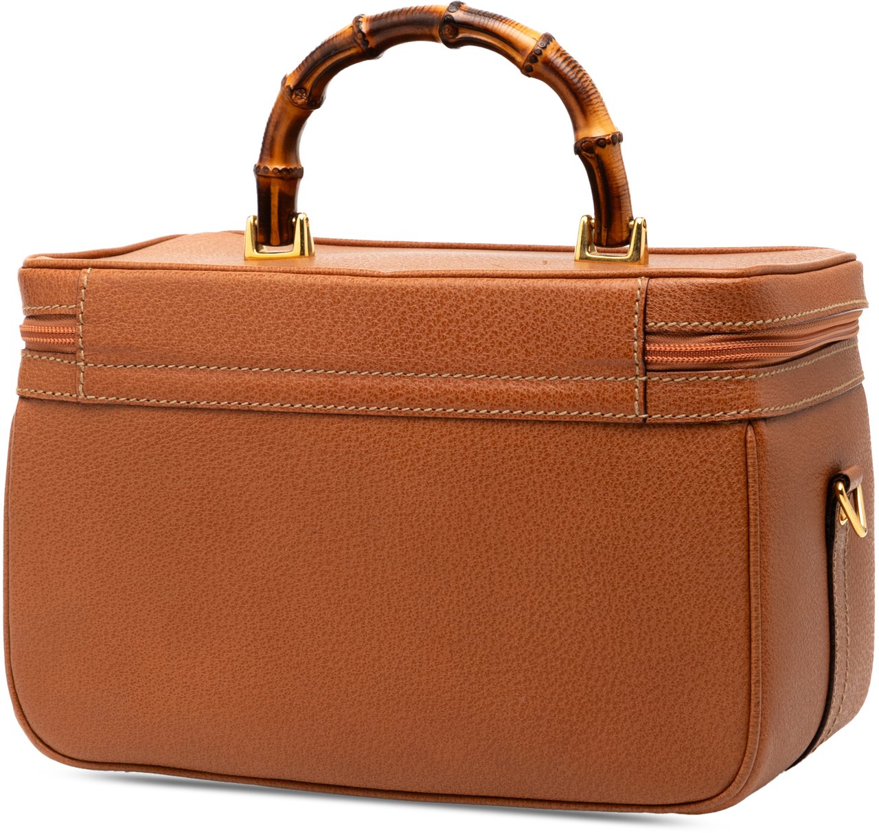 Gucci Leather Bamboo Vanity Bag Bruin