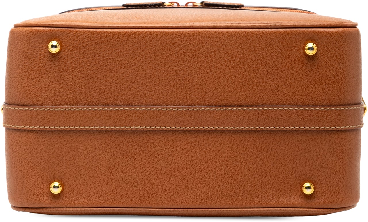 Gucci Leather Bamboo Vanity Bag Bruin