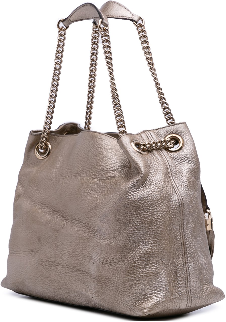 Gucci Medium Leather Soho Chain Tote Goud