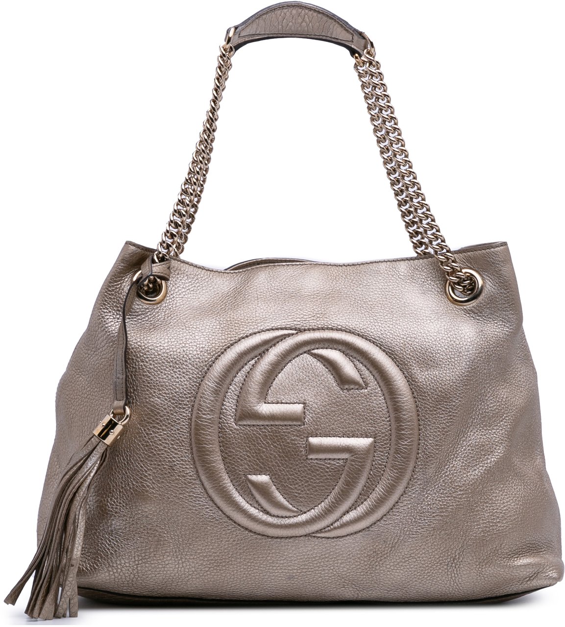 Gucci Medium Leather Soho Chain Tote Goud