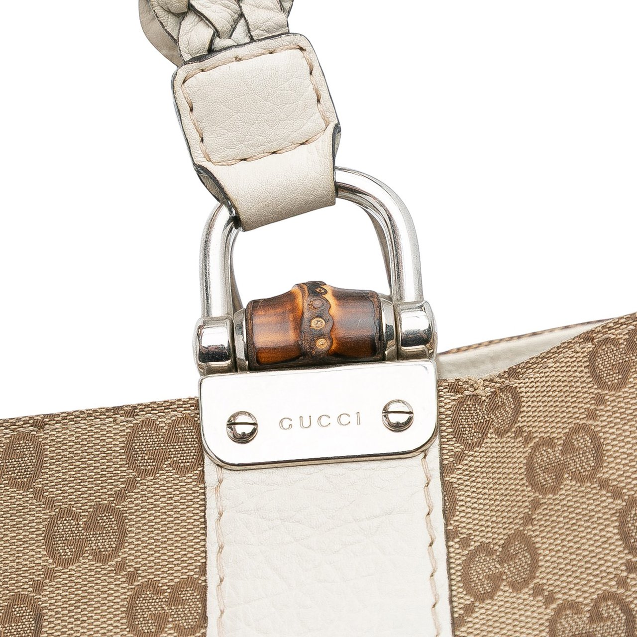 Gucci Medium GG Canvas Bamboo Libeccio Tote Bruin