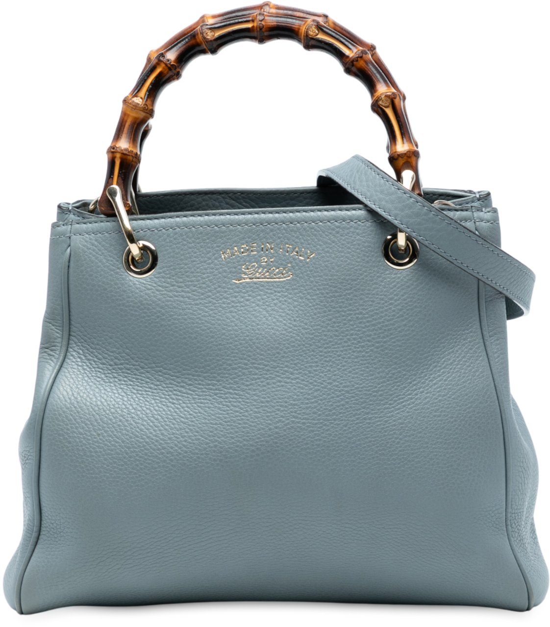 Gucci Small Calfskin Bamboo Shopper Satchel Blauw