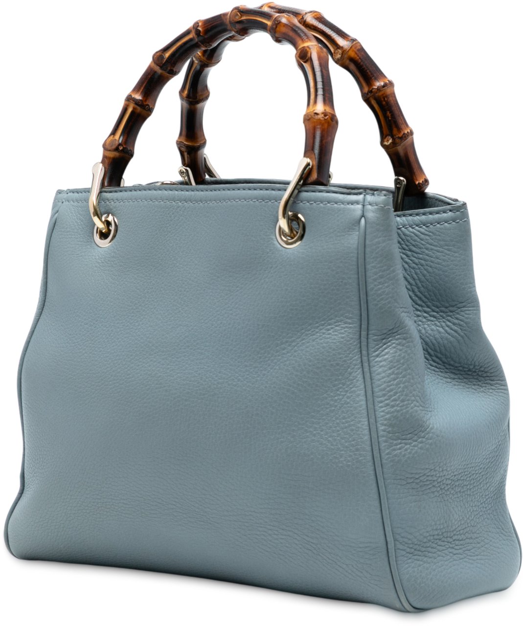 Gucci Small Calfskin Bamboo Shopper Satchel Blauw