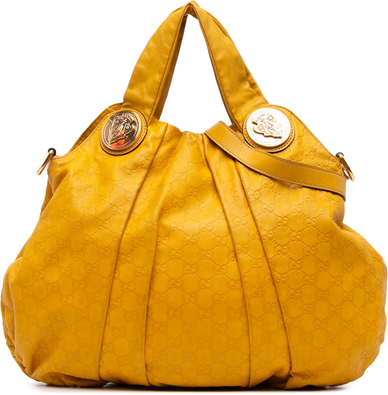 Gucci Large Guccissima Hysteria Satchel Geel