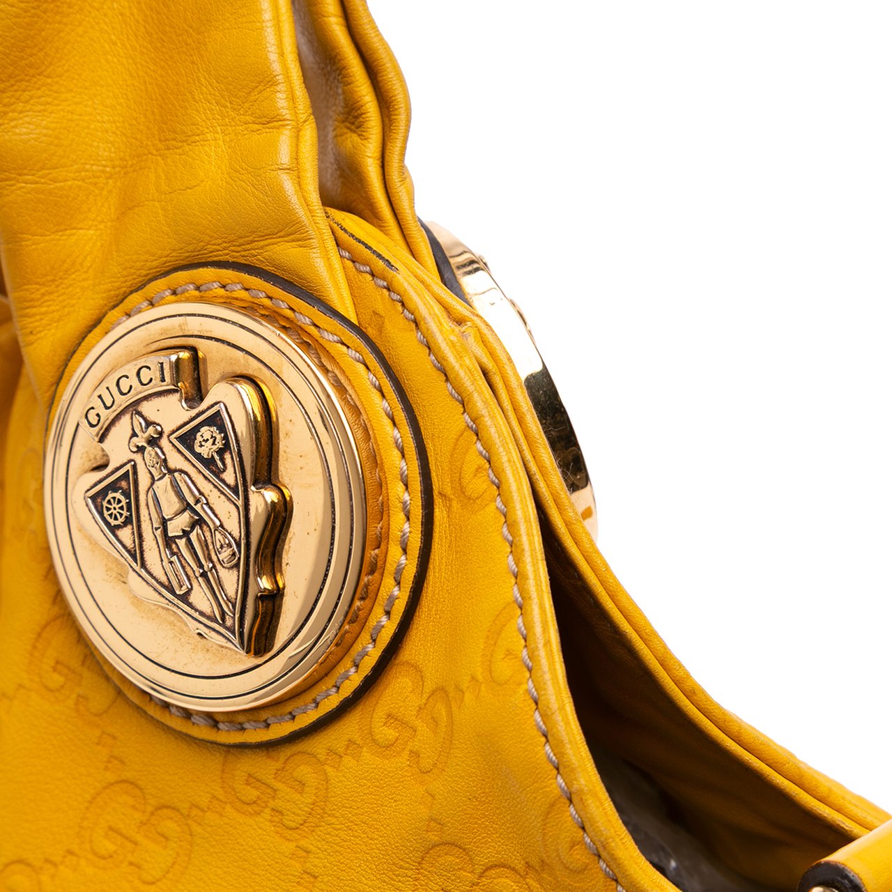 Gucci Large Guccissima Hysteria Satchel Geel