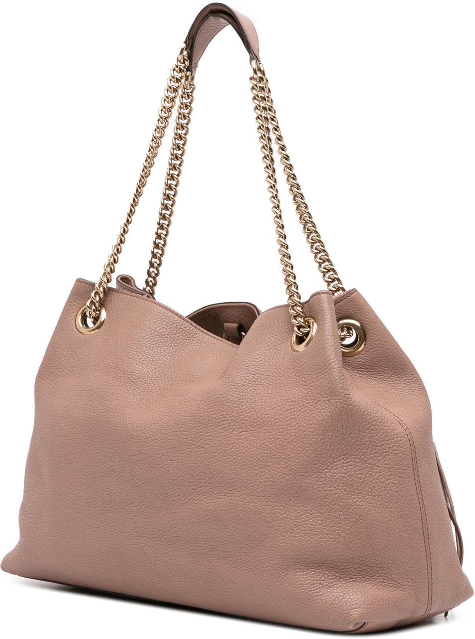 Gucci Medium Leather Soho Chain Tote Roze