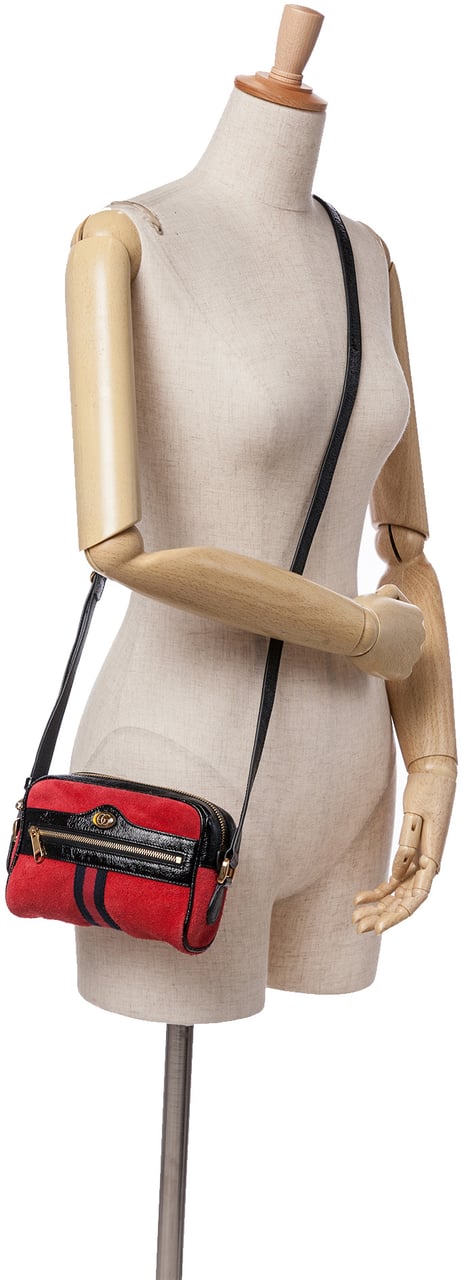 Gucci Mini Suede Ophidia Crossbody Rood