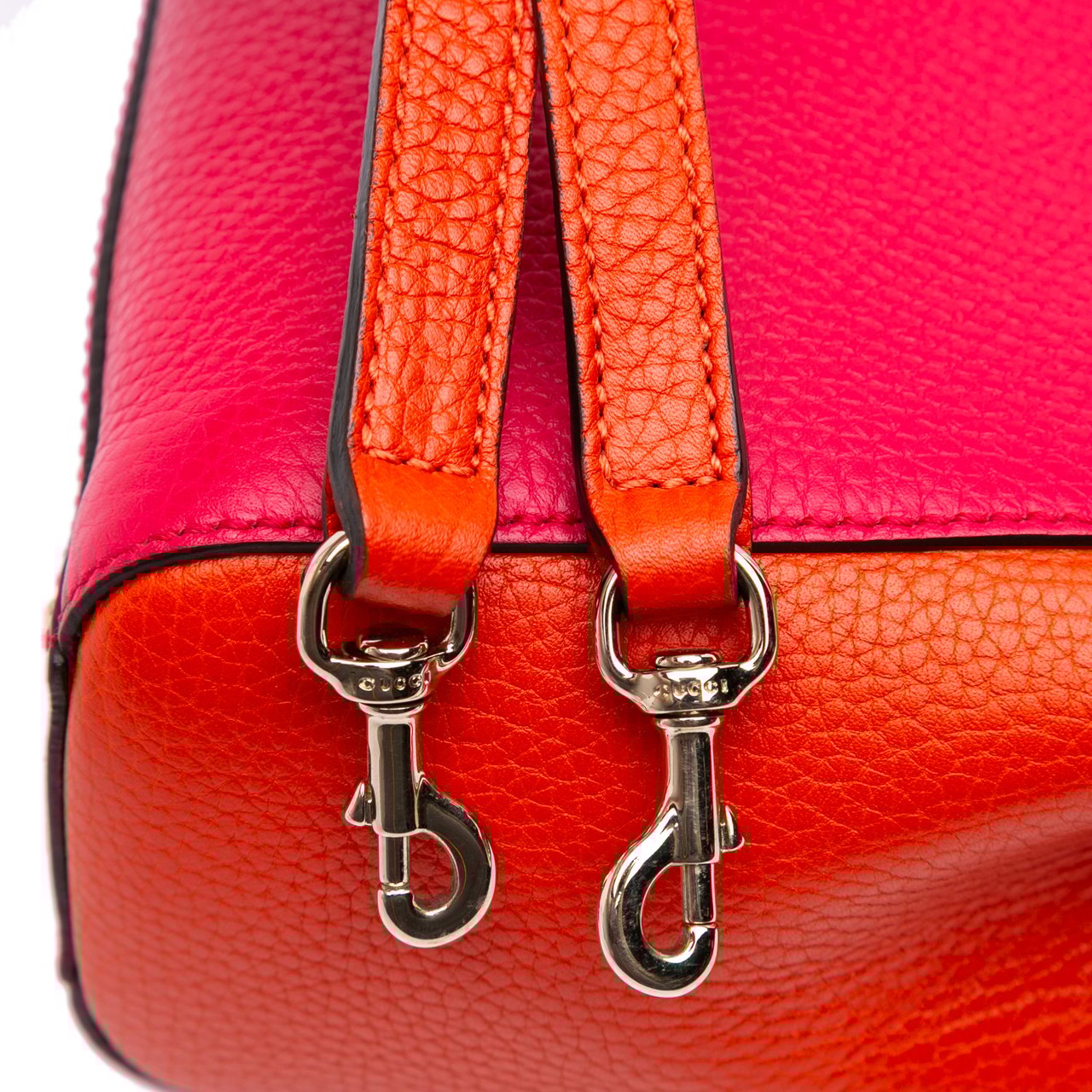 Gucci Small Bicolor Calfskin Bamboo Shopper Satchel Rood