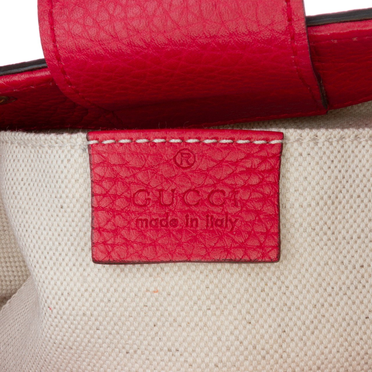 Gucci Small Bicolor Calfskin Bamboo Shopper Satchel Rood