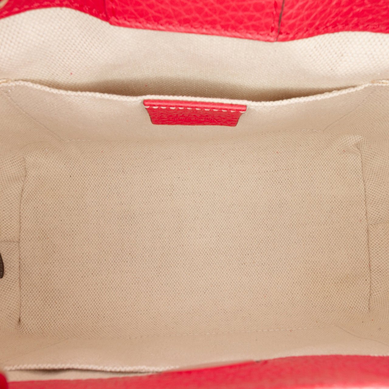 Gucci Small Bicolor Calfskin Bamboo Shopper Satchel Rood