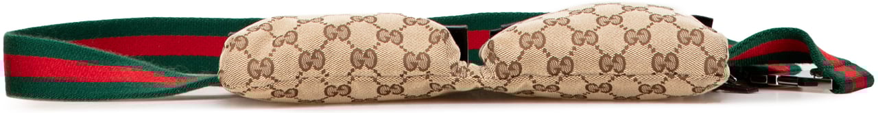 Gucci GG Canvas Web Double Pocket Belt Bag Bruin