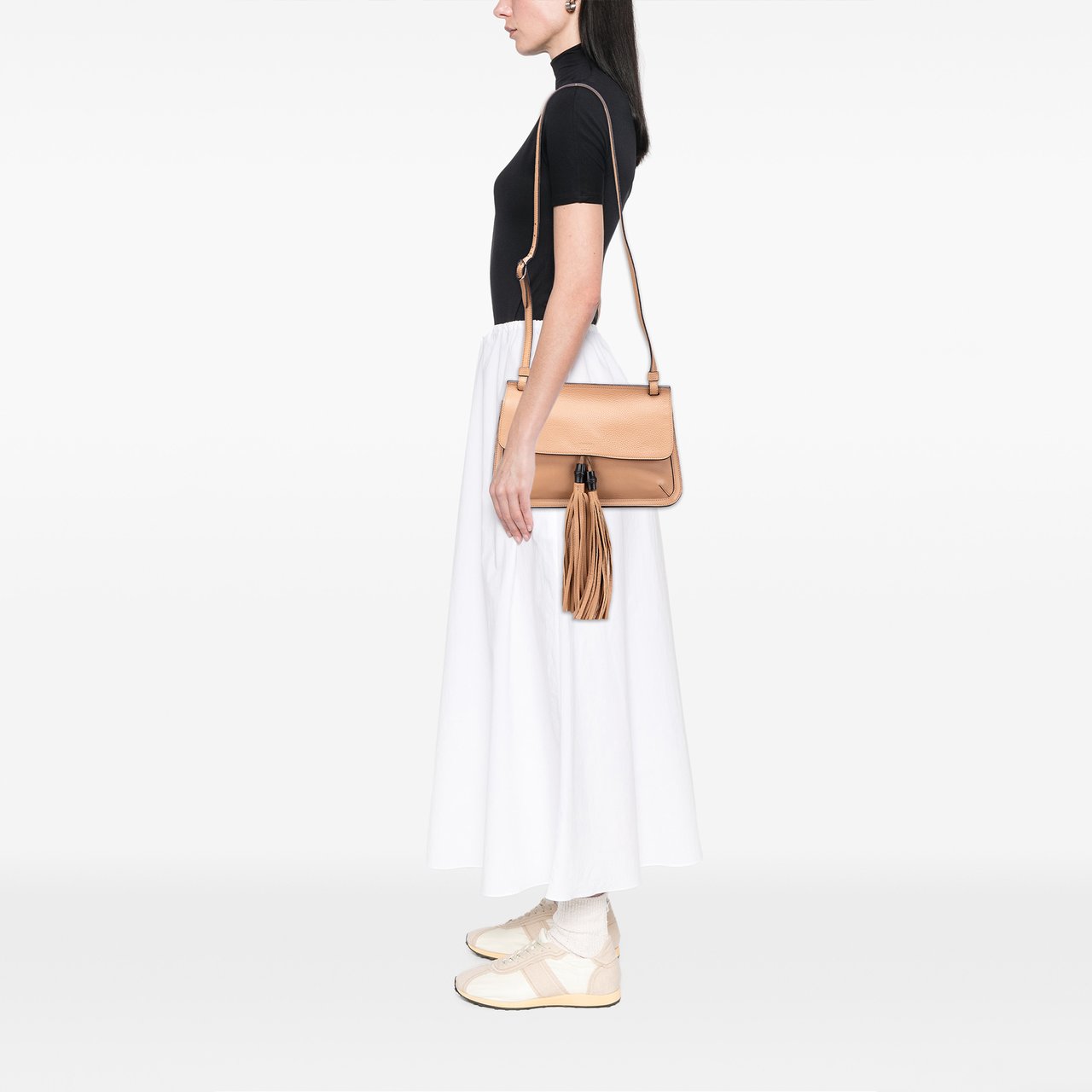 Gucci Medium Leather Bamboo Daily Crossbody Bruin
