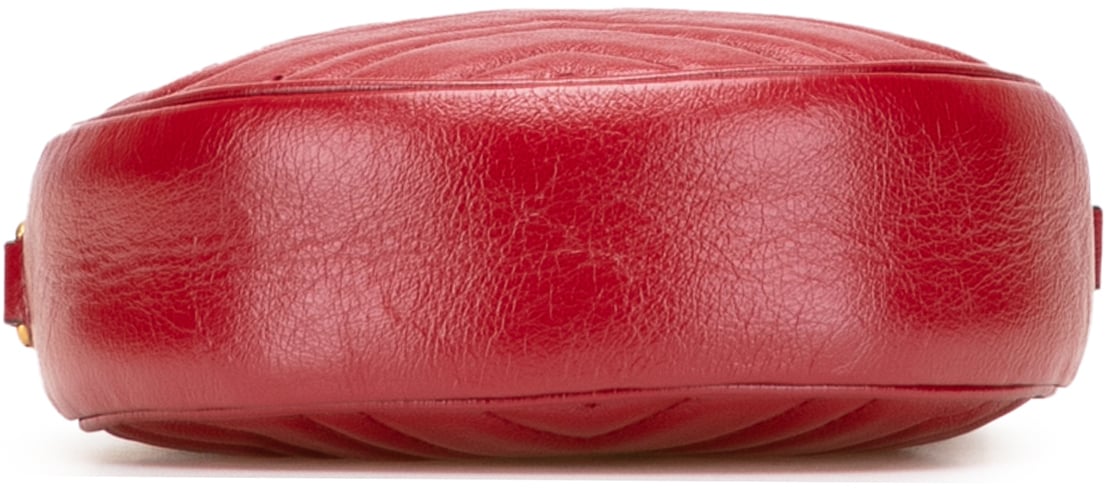 Gucci Mini GG Marmont Matelasse Leather Round Crossbody Rood