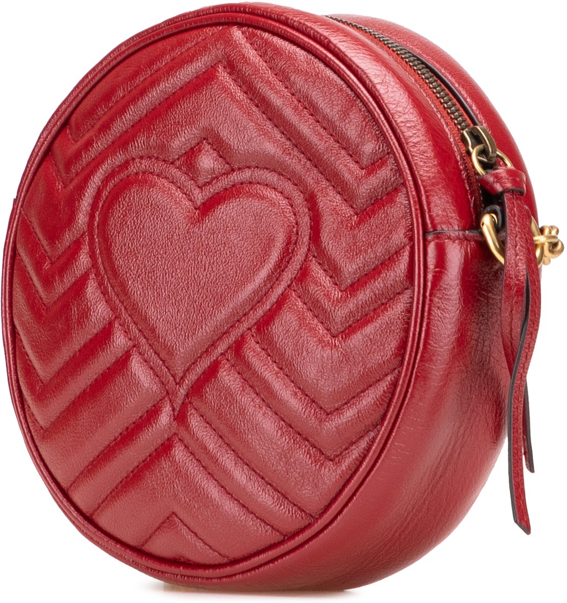 Gucci Mini GG Marmont Matelasse Leather Round Crossbody Rood