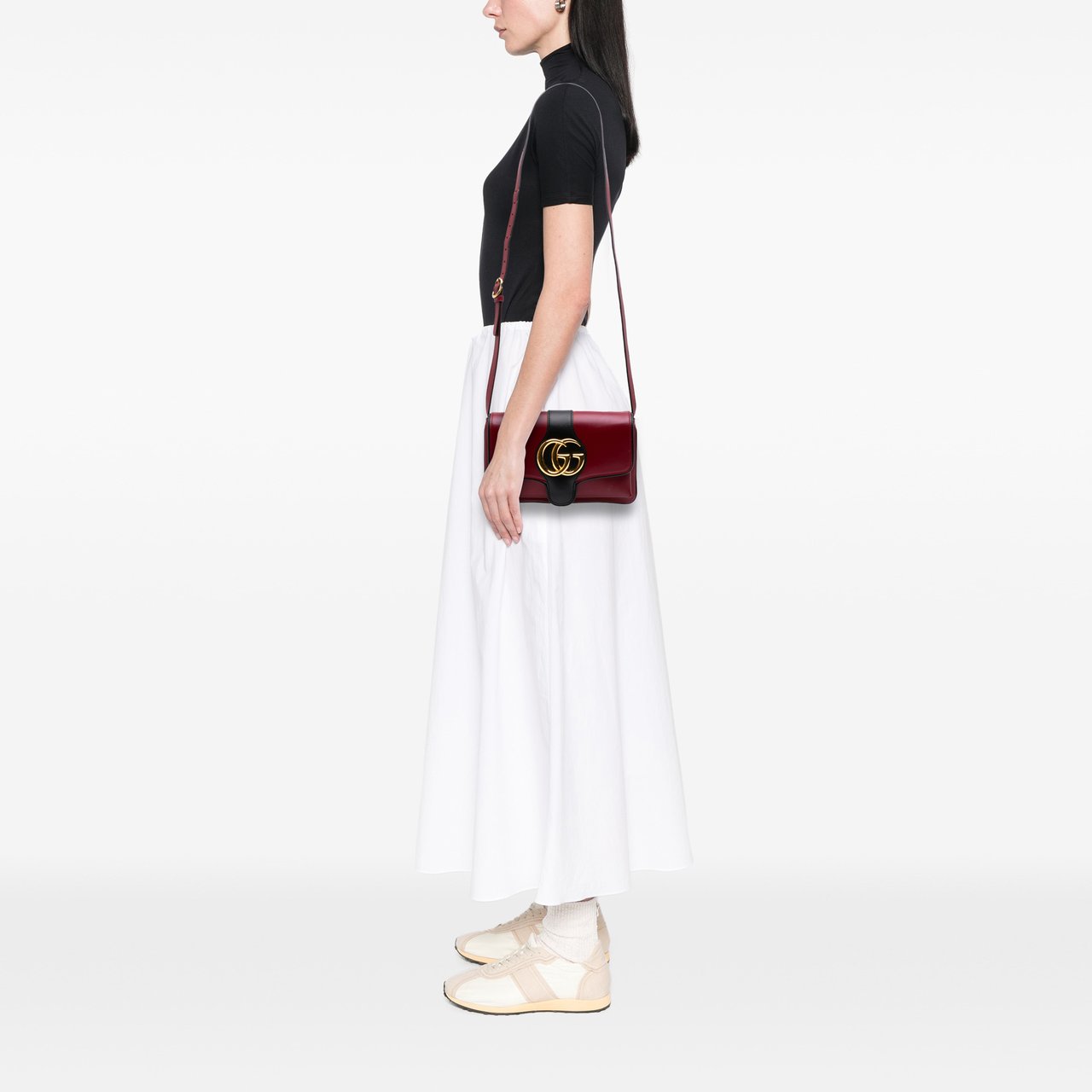 Gucci Small Bicolor Leather Arli Crossbody Rood
