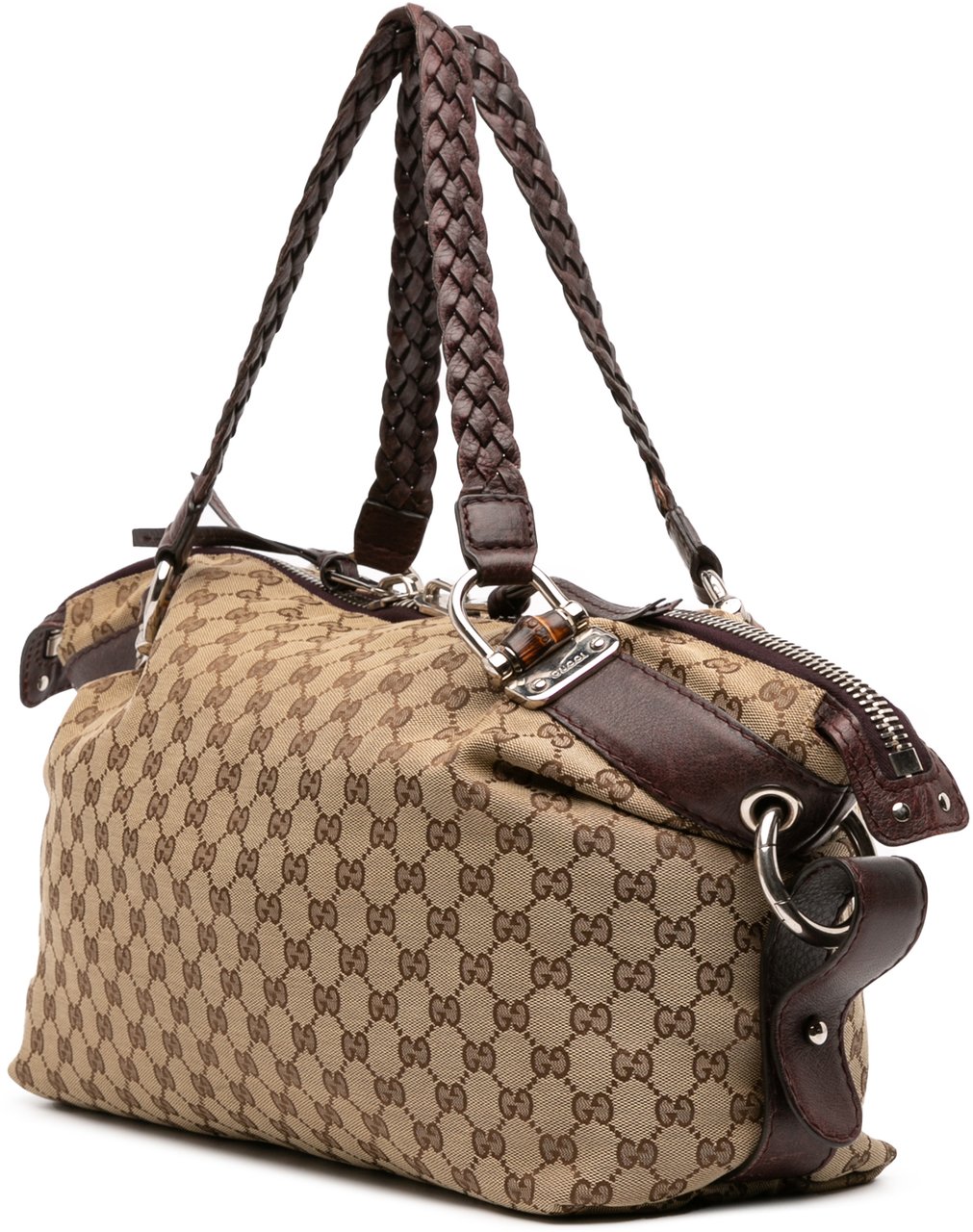 Gucci Medium GG Canvas Bamboo Bar Tote Bruin