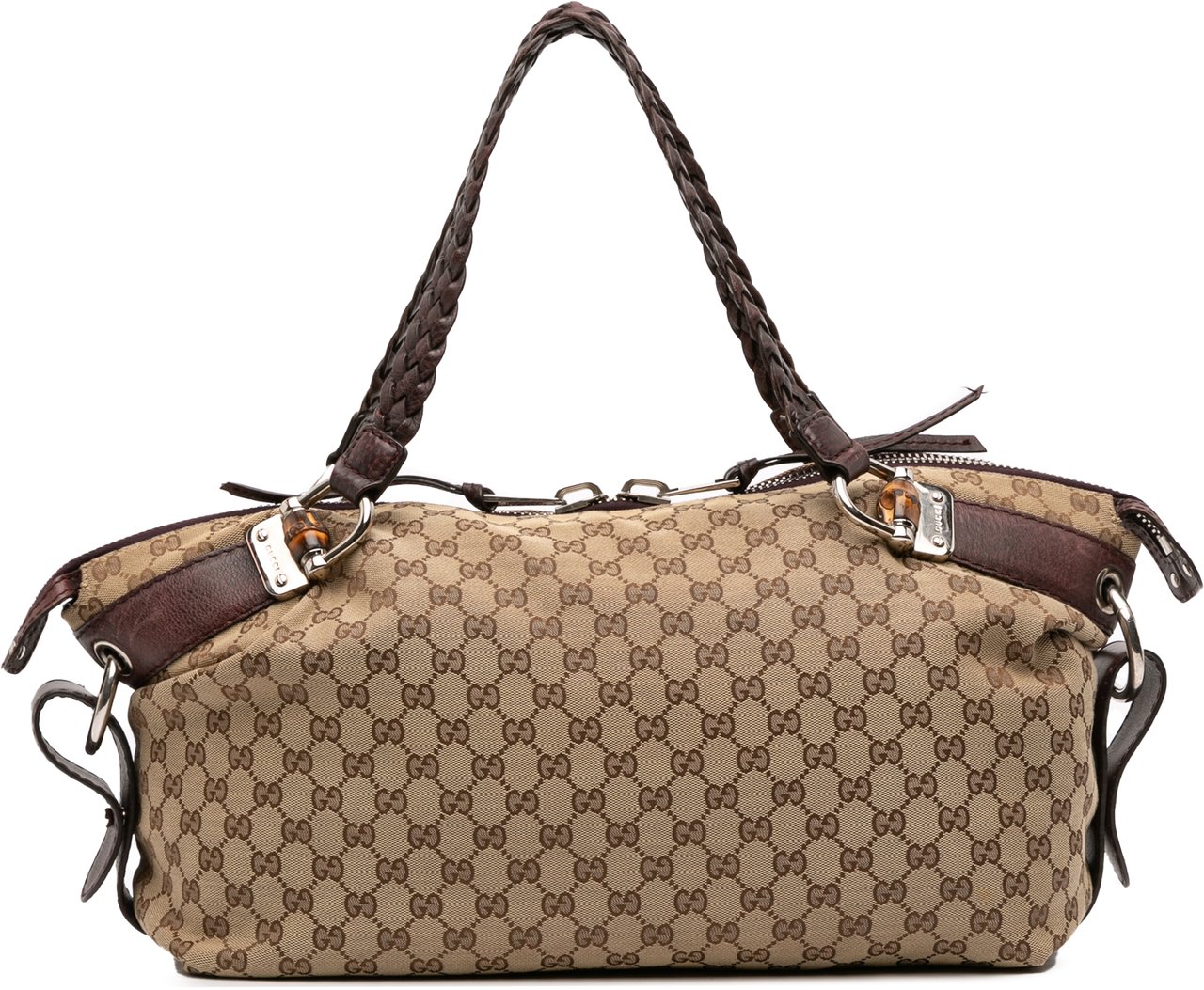 Gucci Medium GG Canvas Bamboo Bar Tote Bruin