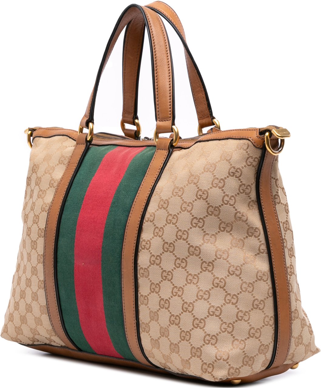 Gucci Medium GG Canvas Rania Top Handle Bag Bruin