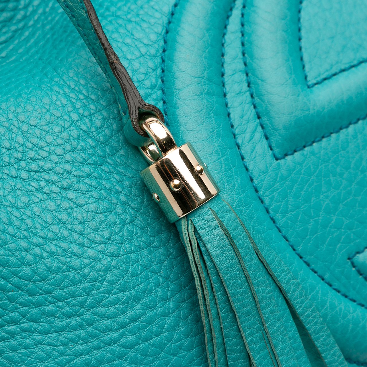 Gucci Medium Leather Soho Chain Tote Blauw