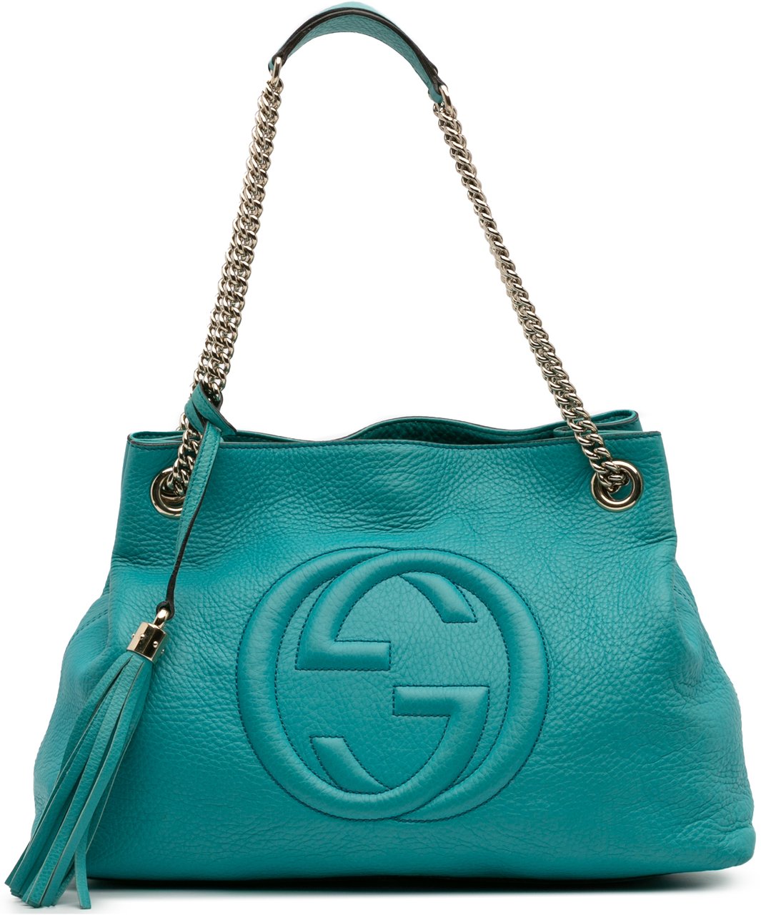 Gucci Medium Leather Soho Chain Tote Blauw