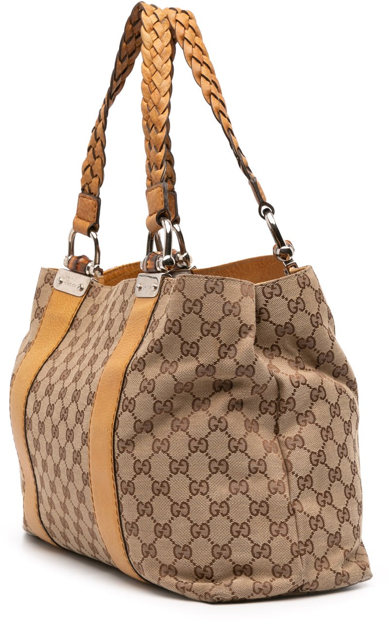 Gucci GG Canvas Bamboo Libeccio Tote Bruin