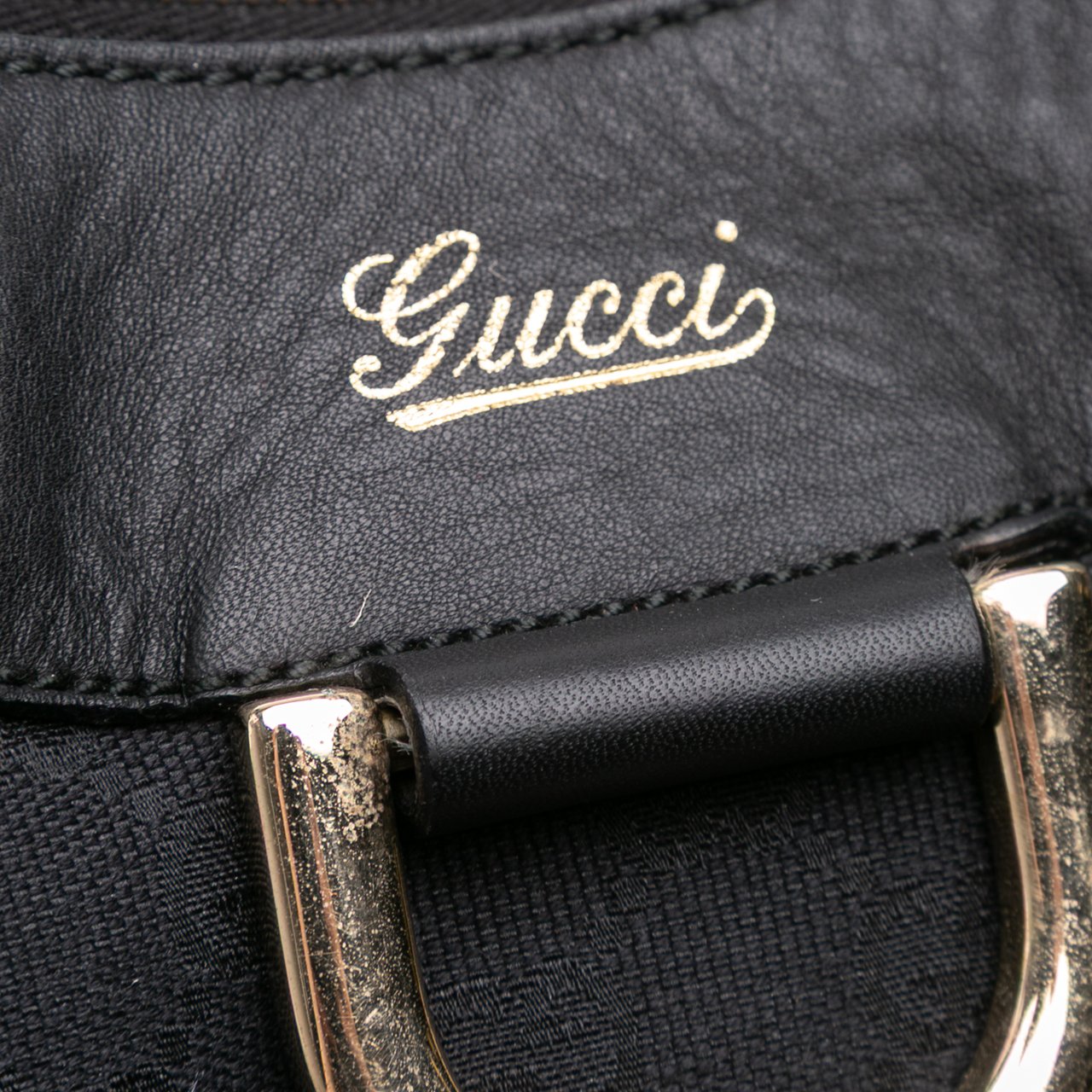 Gucci Large GG Canvas Abbey D Ring Shoulder Bag Zwart