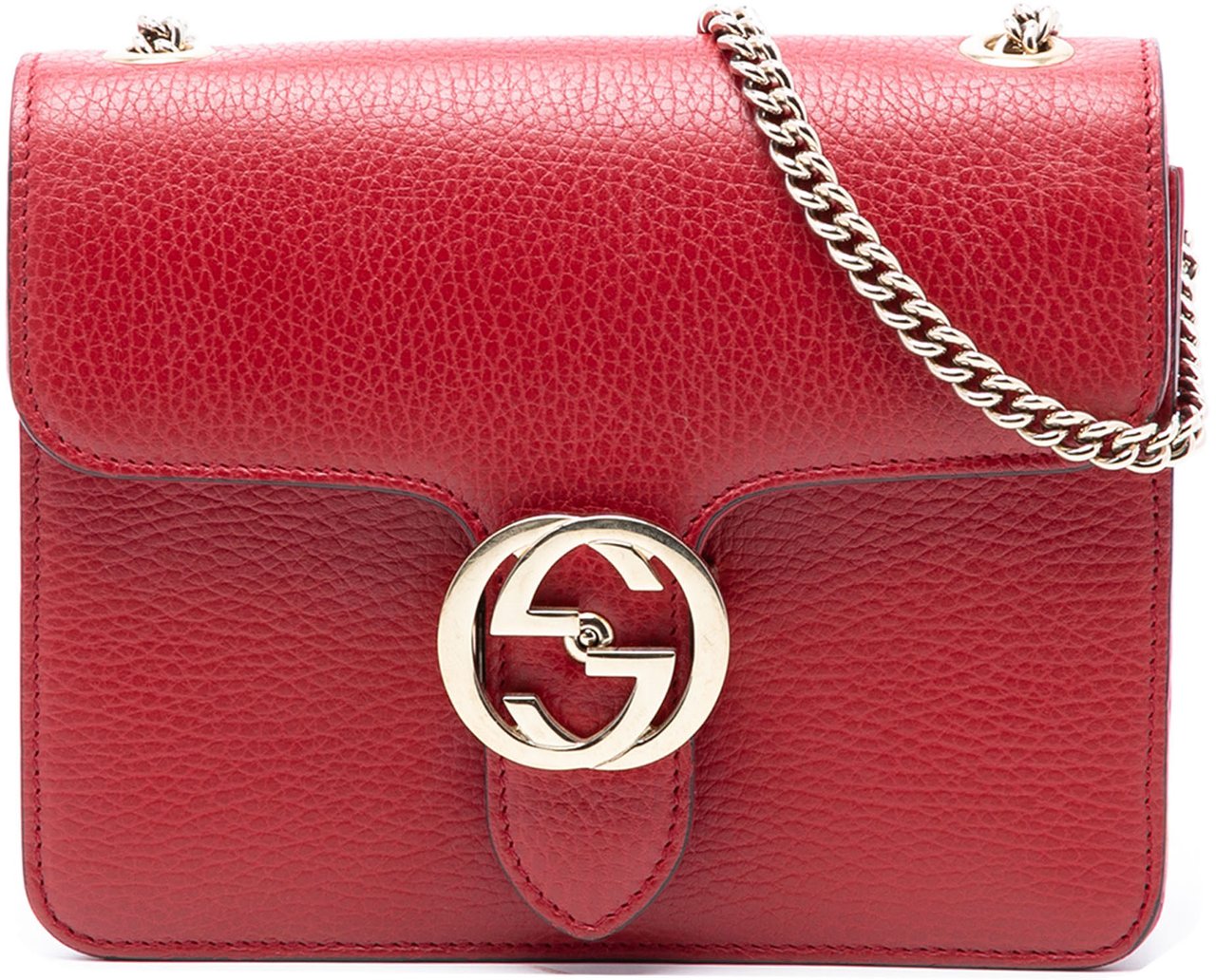 Gucci Small Dollar Calfskin Interlocking G Crossbody Rood