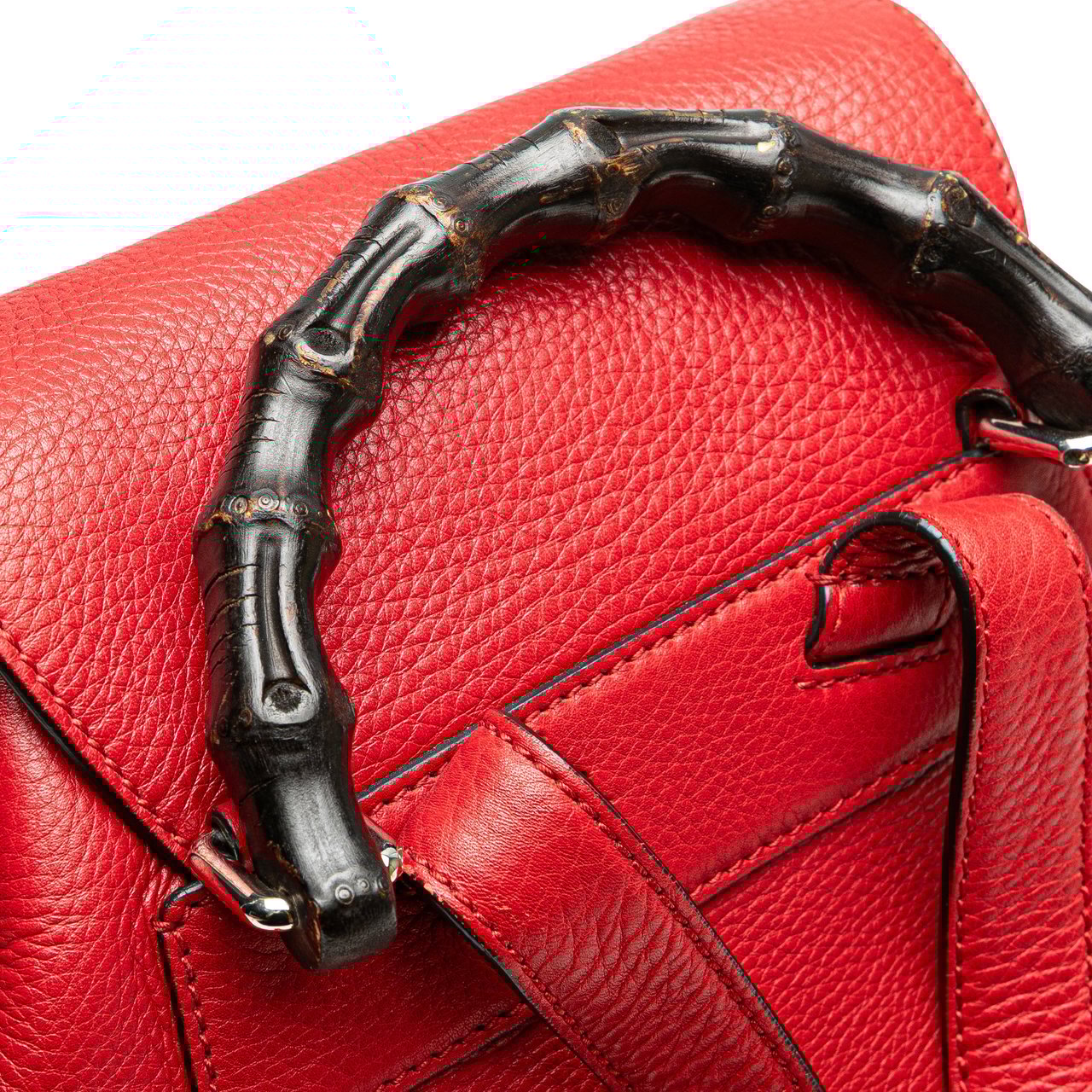 Gucci Leather Bamboo Tassel Backpack Rood
