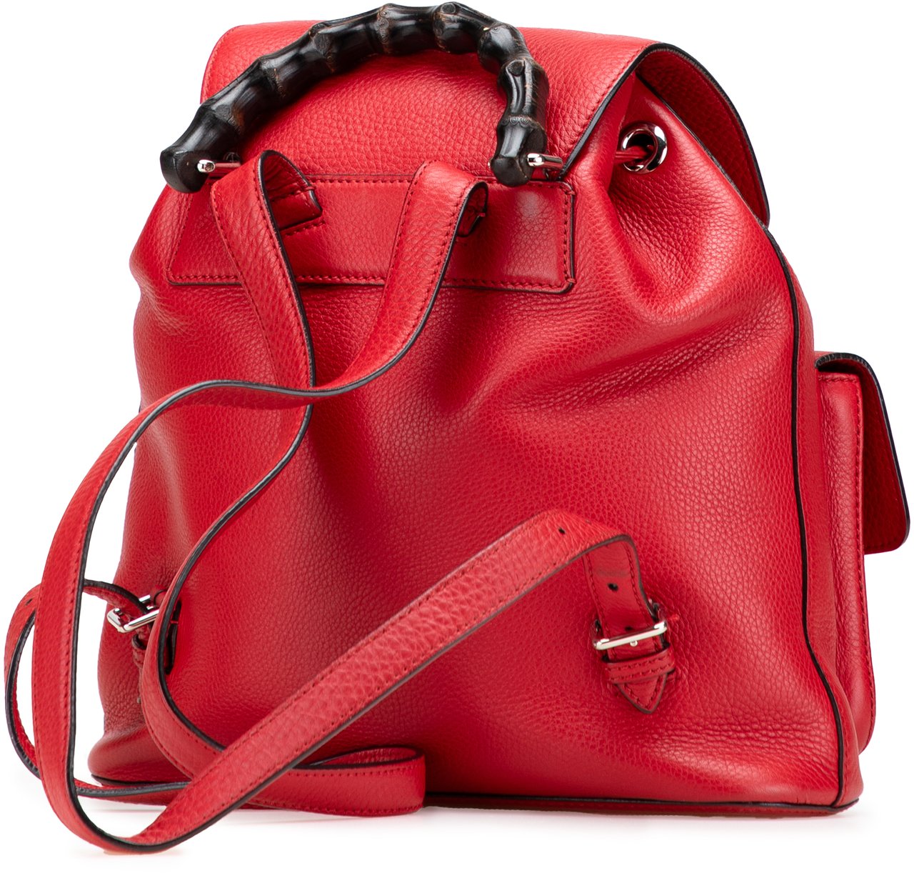 Gucci Leather Bamboo Tassel Backpack Rood