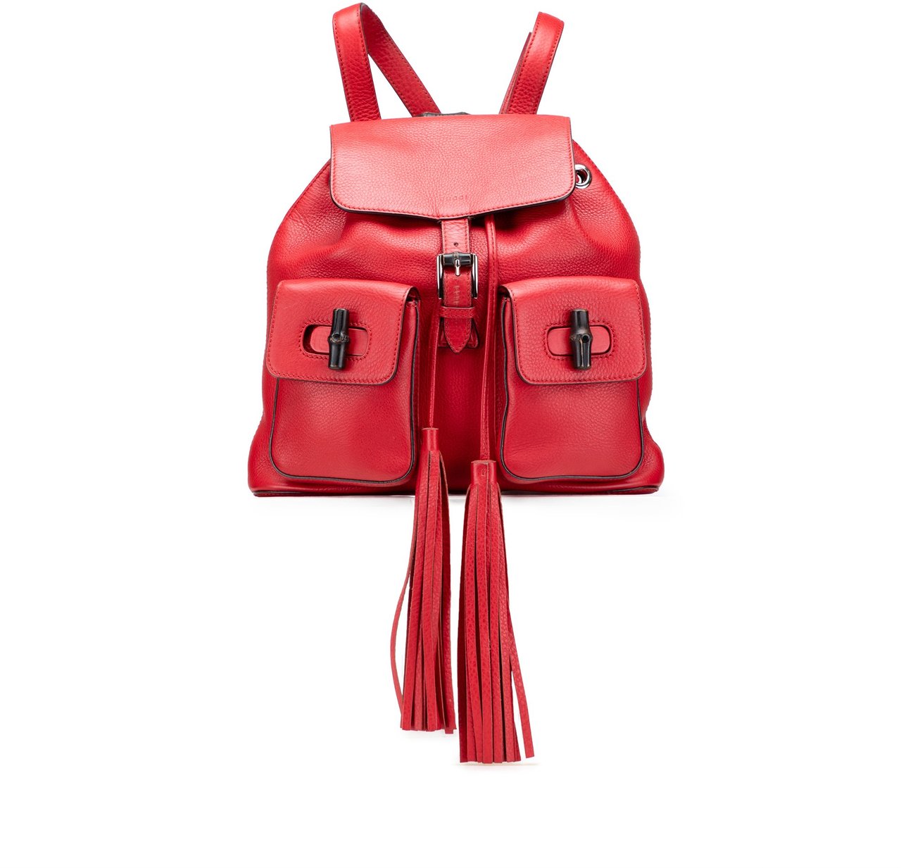 Gucci Leather Bamboo Tassel Backpack Rood