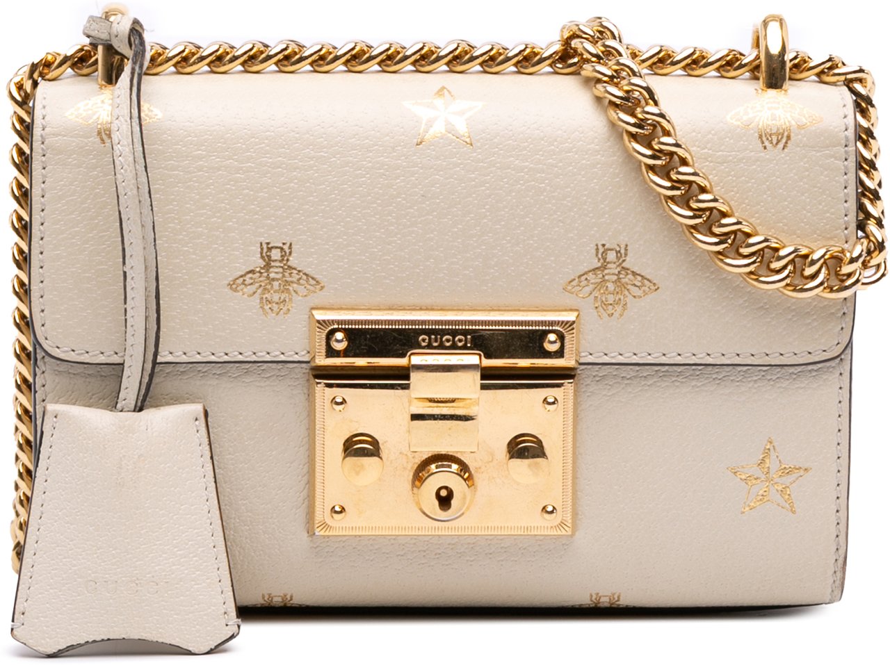 Gucci Small Leather Bee Star Padlock Crossbody Wit