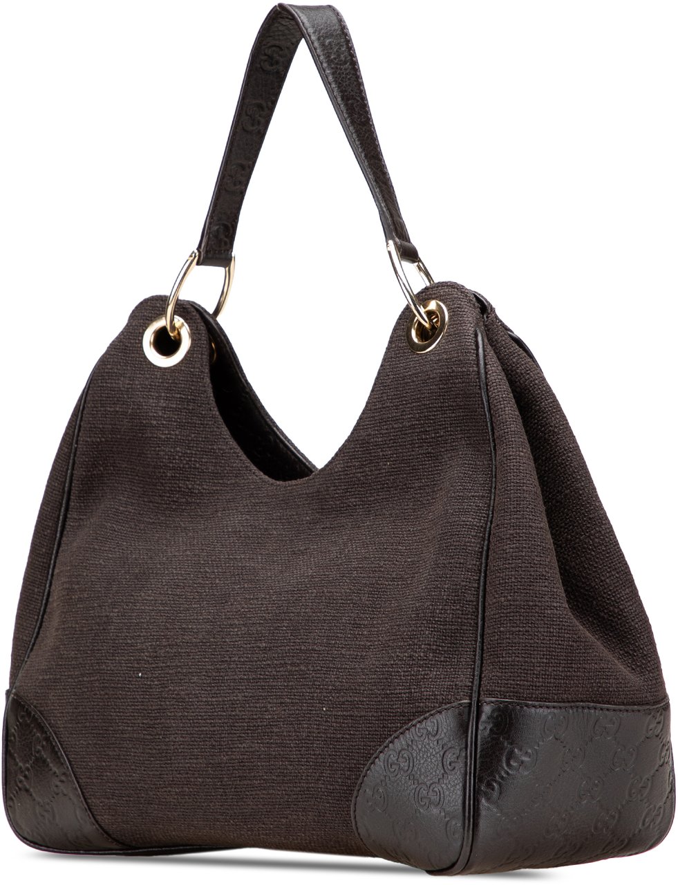Gucci Guccissima Trimmed Canvas Shoulder Bag Bruin