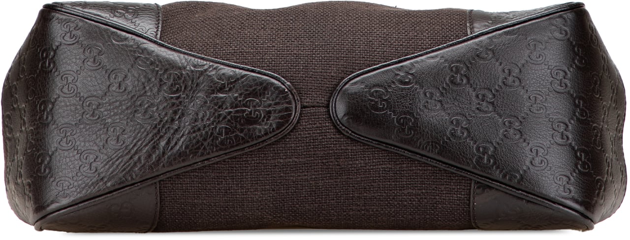 Gucci Guccissima Trimmed Canvas Shoulder Bag Bruin