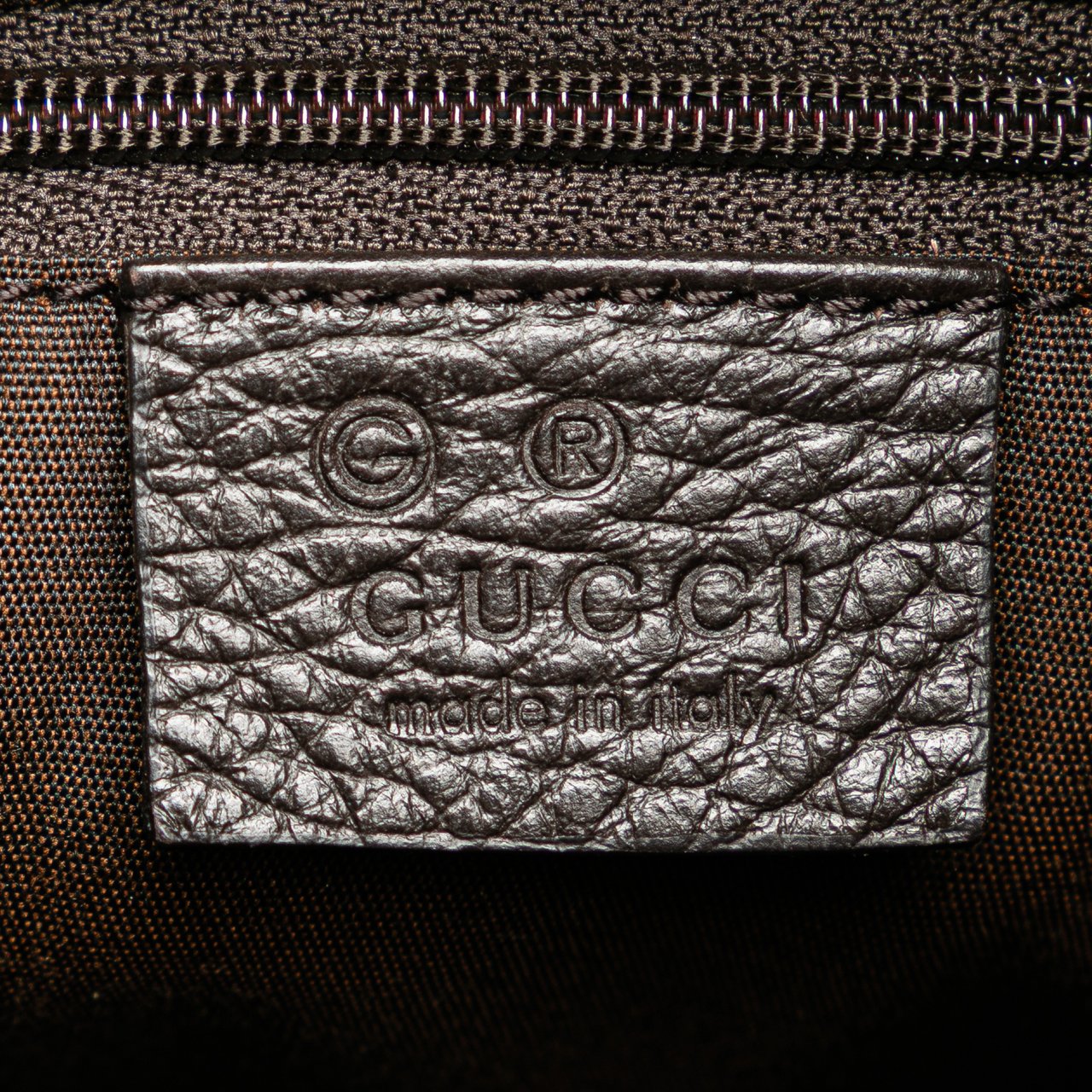 Gucci Guccissima Trimmed Canvas Shoulder Bag Bruin