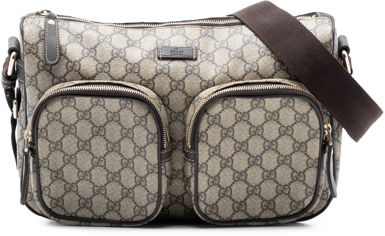 Gucci GG Supreme Double Pocket Crossbody Bruin