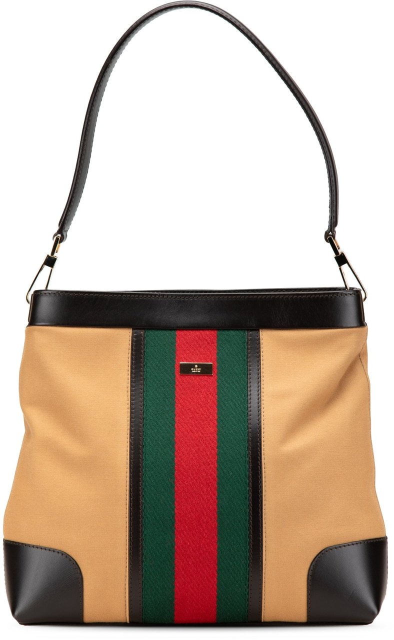 Gucci Canvas Web Shoulder Bag Bruin