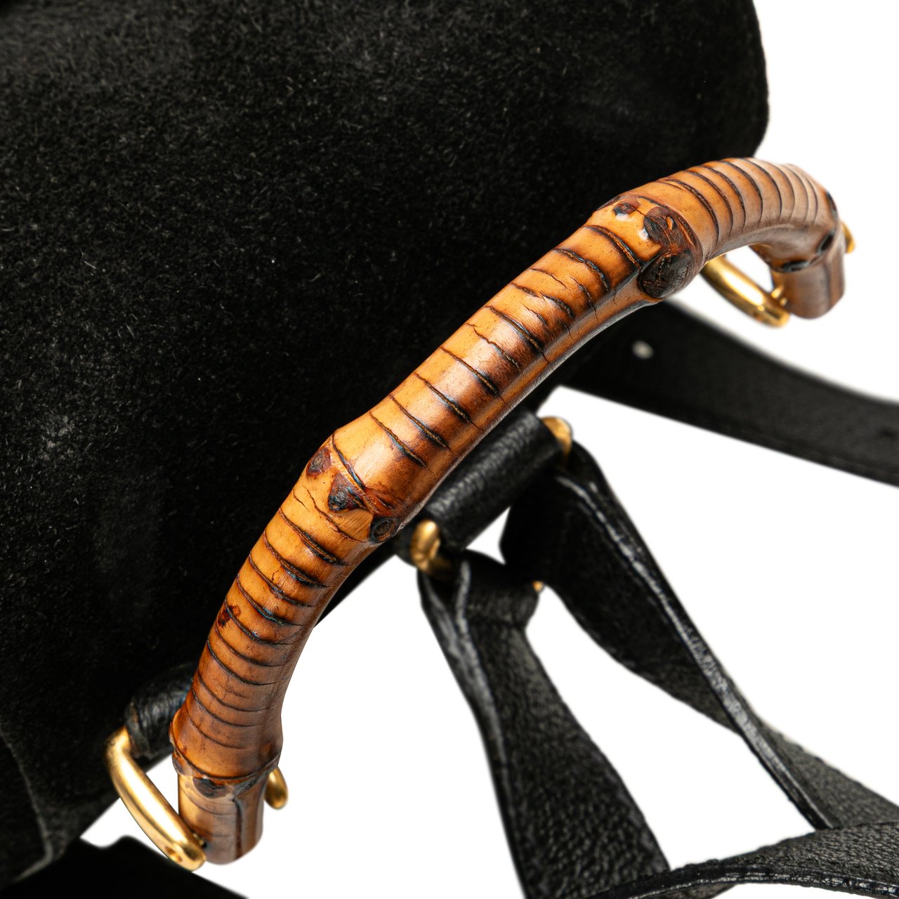 Gucci Suede Bamboo Backpack Zwart