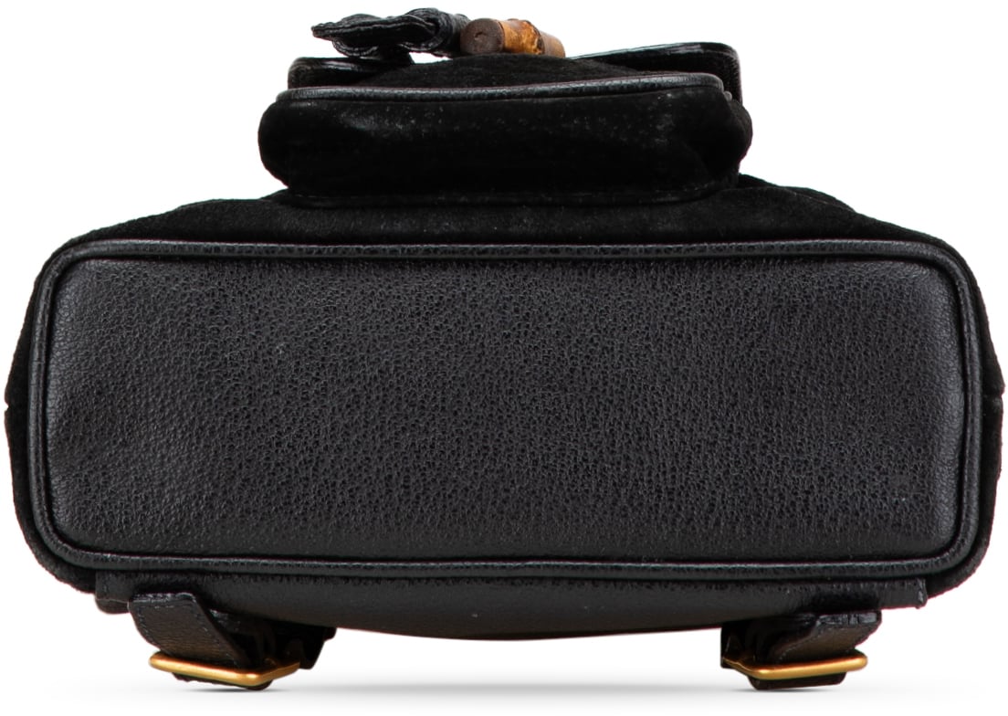 Gucci Suede Bamboo Backpack Zwart