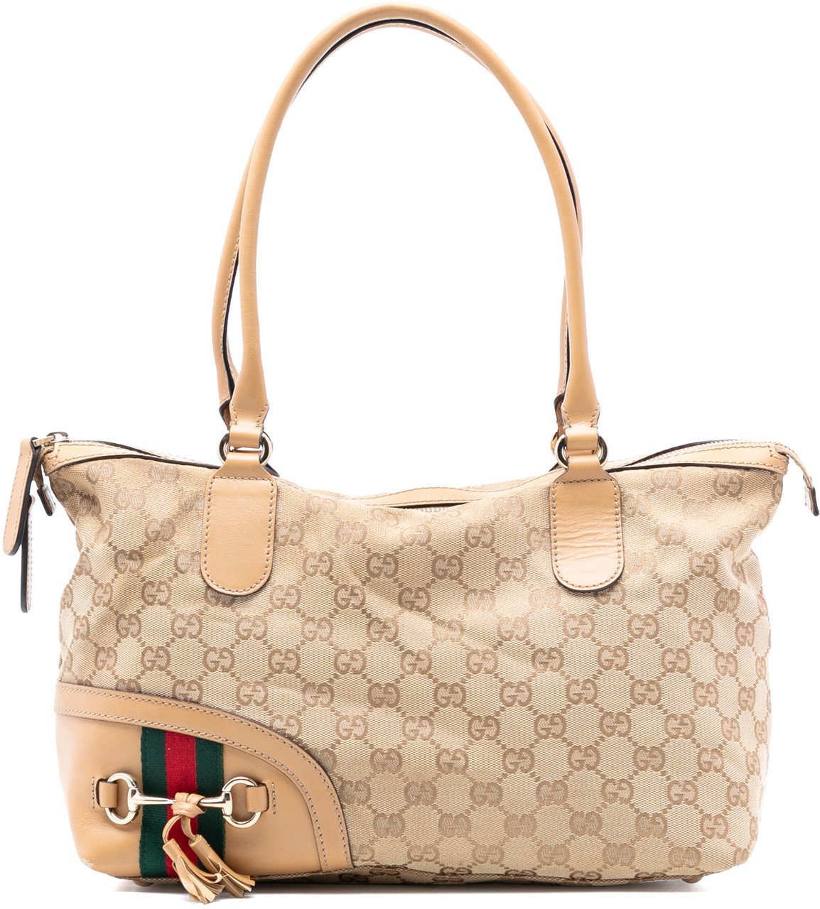 Gucci GG Canvas Horsebit Web Handbag Bruin
