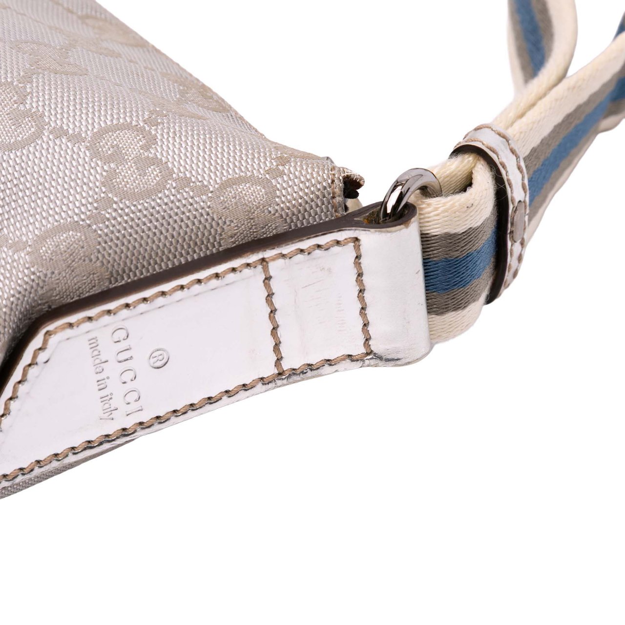 Gucci GG Canvas Web Crossbody Zilver