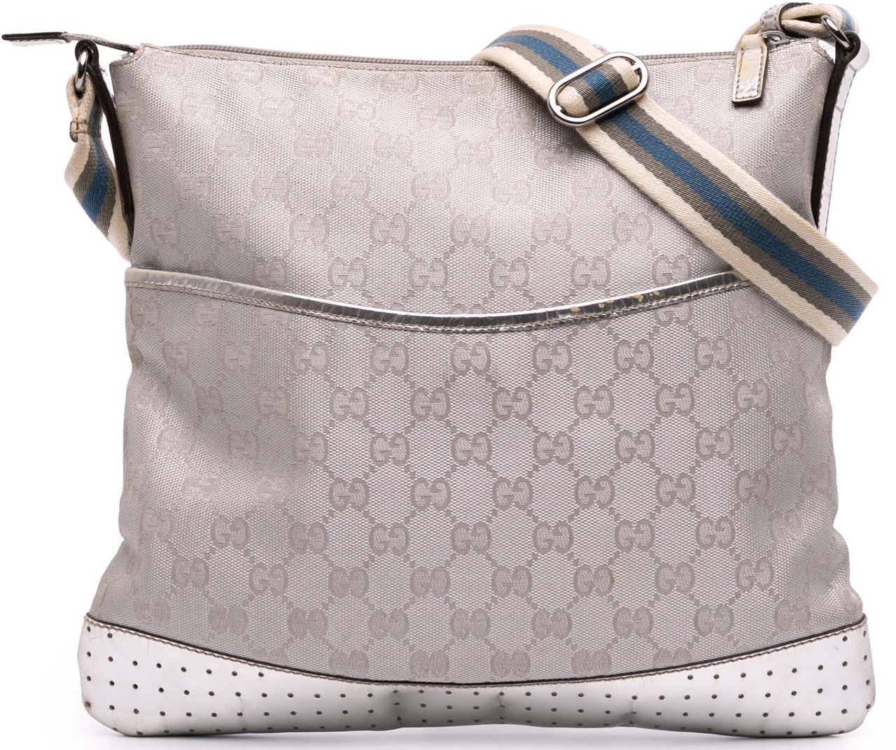 Gucci GG Canvas Web Crossbody Zilver