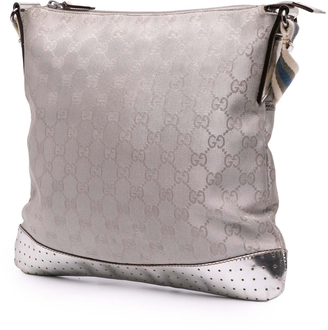 Gucci GG Canvas Web Crossbody Zilver