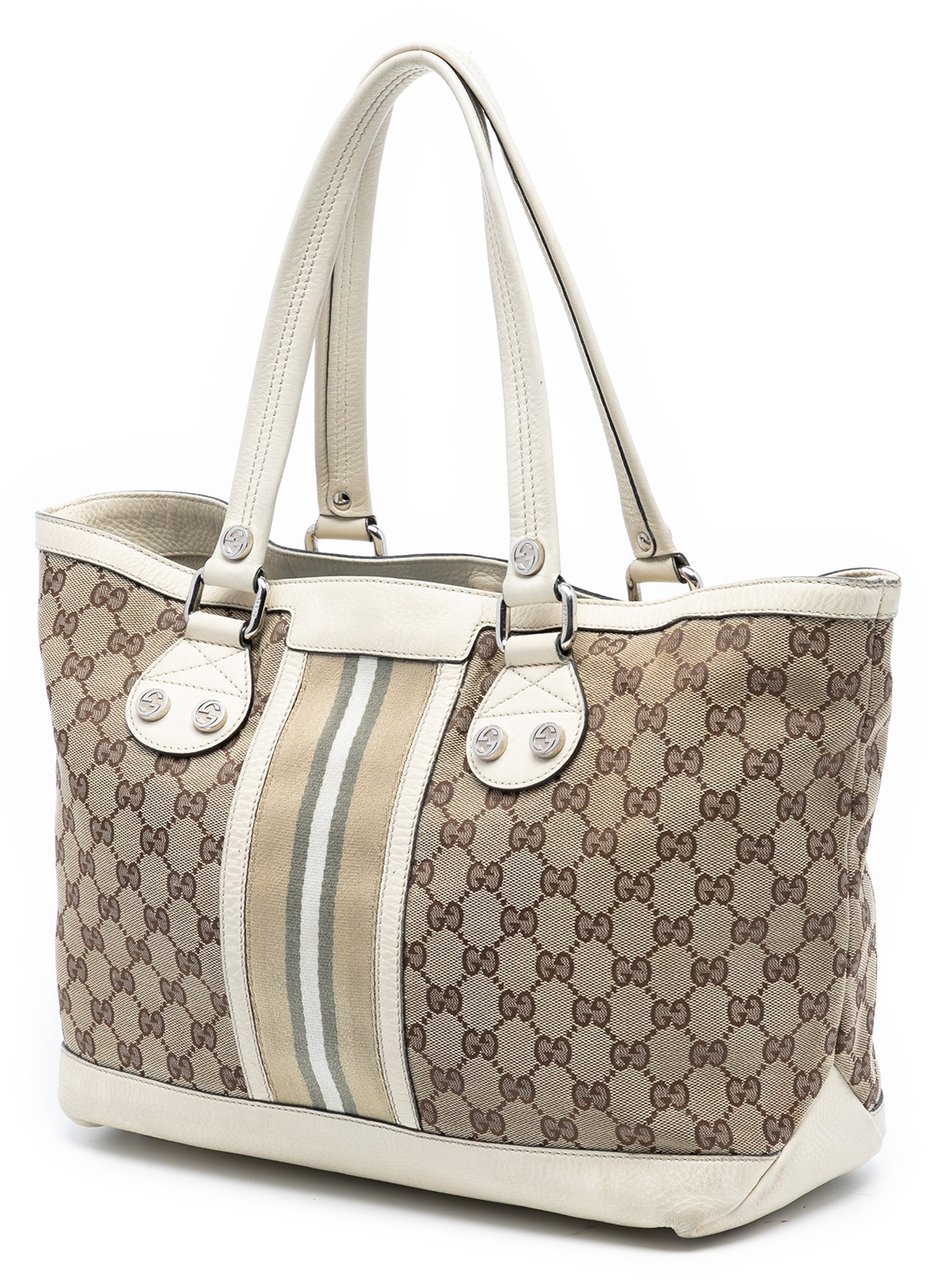 Gucci GG Canvas Web Sunset Tote Bruin