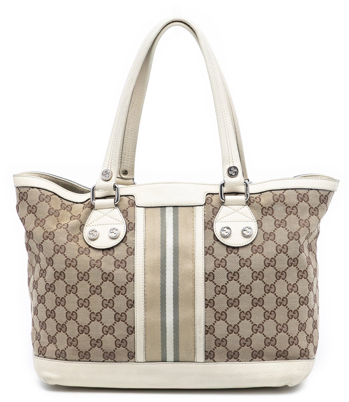 Gucci GG Canvas Web Sunset Tote Bruin