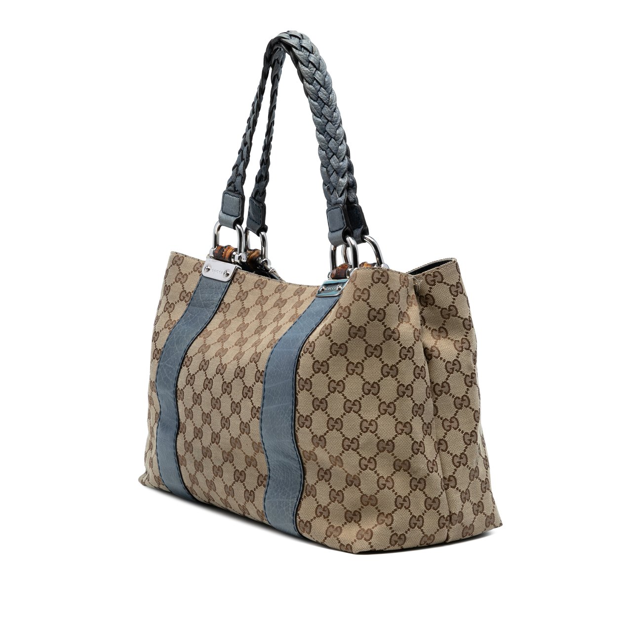 Gucci Medium GG Canvas Bamboo Libeccio Tote Bruin