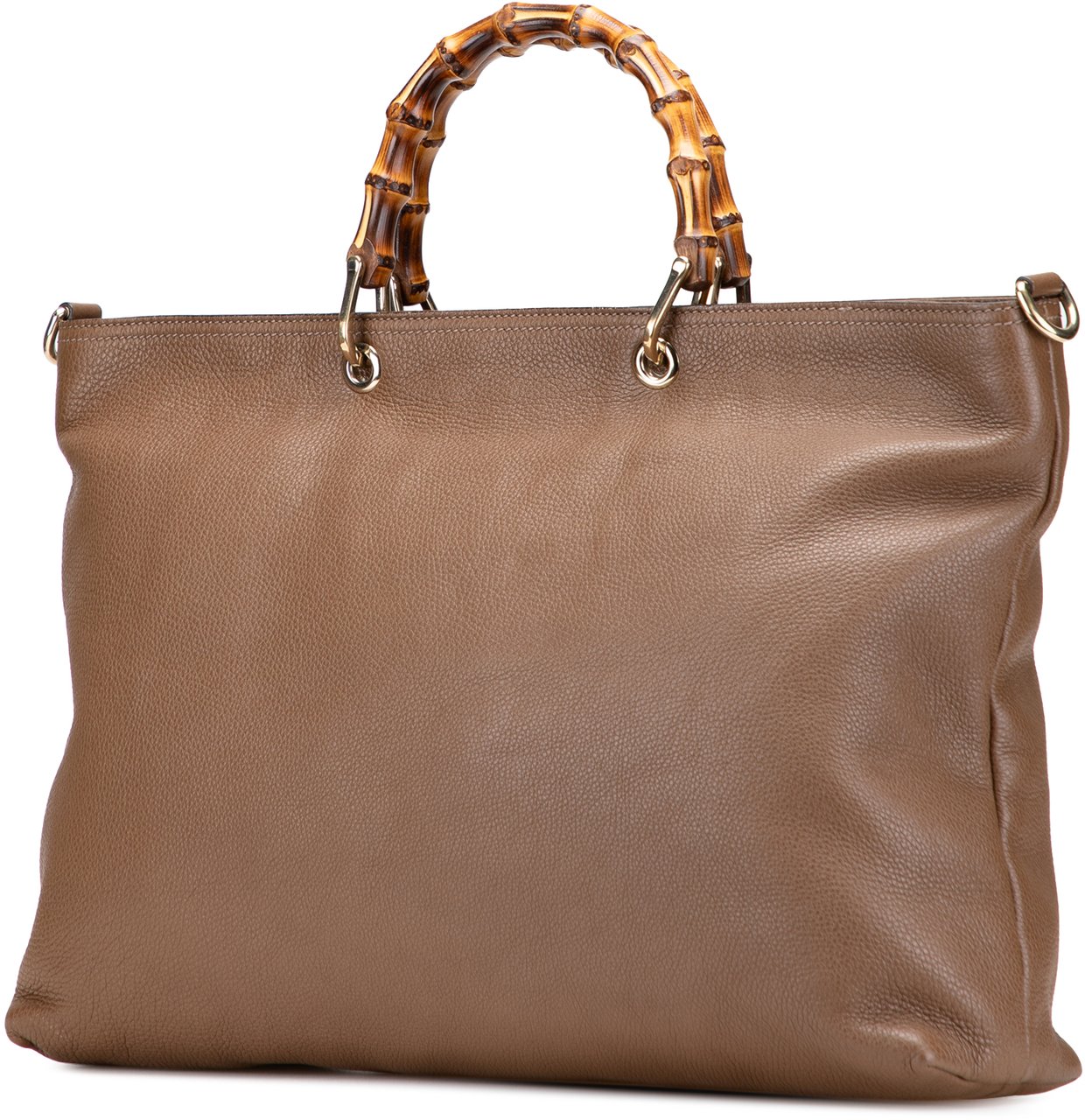 Gucci Large Calfskin Bamboo Shopper Satchel Bruin