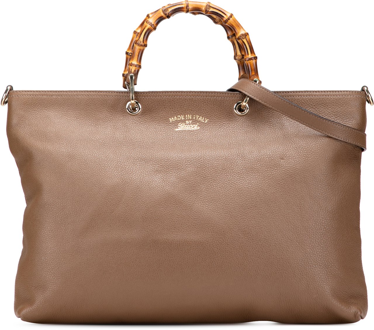 Gucci Large Calfskin Bamboo Shopper Satchel Bruin