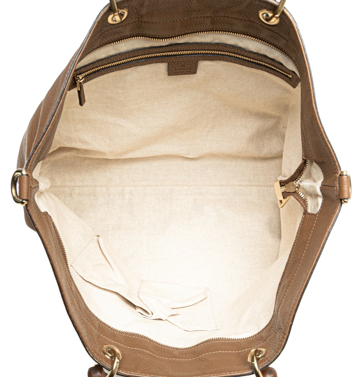 Gucci Large Calfskin Bamboo Shopper Satchel Bruin